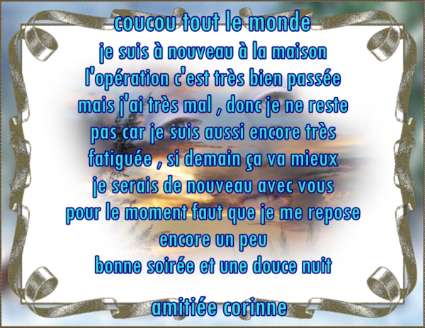 NOUVELLE DE MON OPERATION